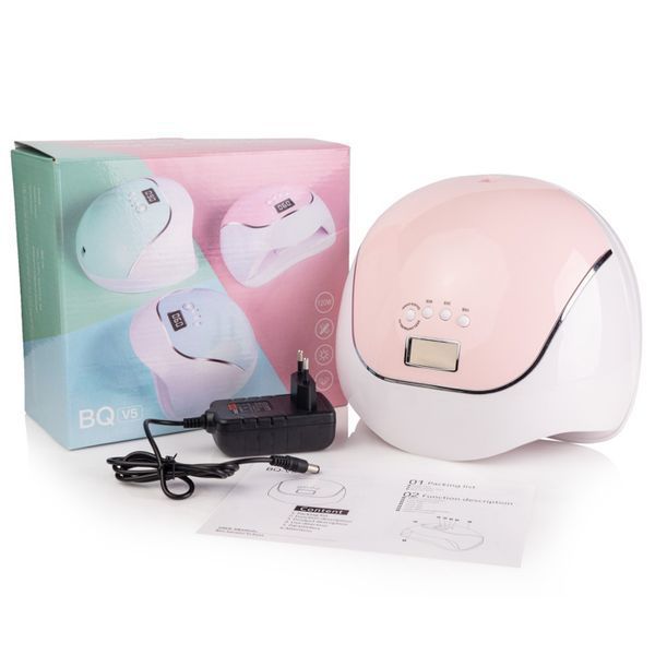 Лампа для манікюру гібридна з ручкою LED + UV SUN BQ-V5 120 W (Macaroon Pink) 00000017667 фото