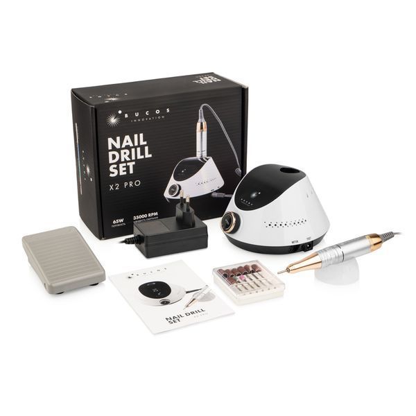 Фрезер для манікюру BUCOS Nail Drill X2 PRO WHITE PEARL (65W/35000 об.)+ український посібник 00000030060 фото