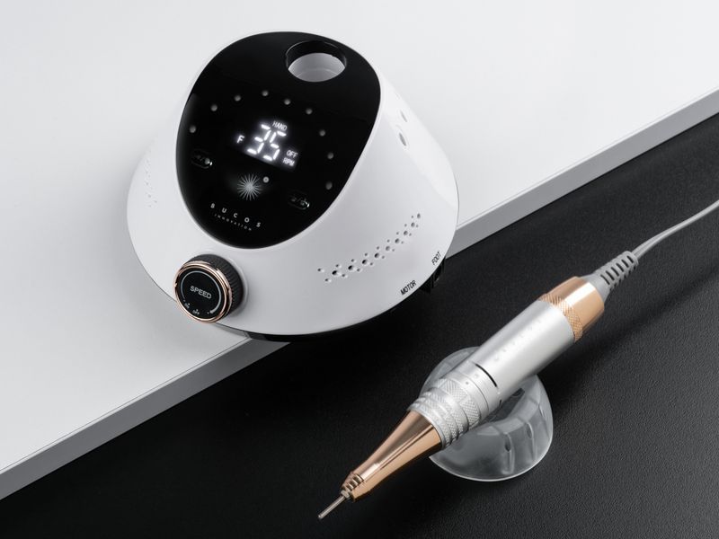 Фрезер для манікюру BUCOS Nail Drill X2 PRO WHITE PEARL (65W/35000 об.)+ український посібник 00000030060 фото